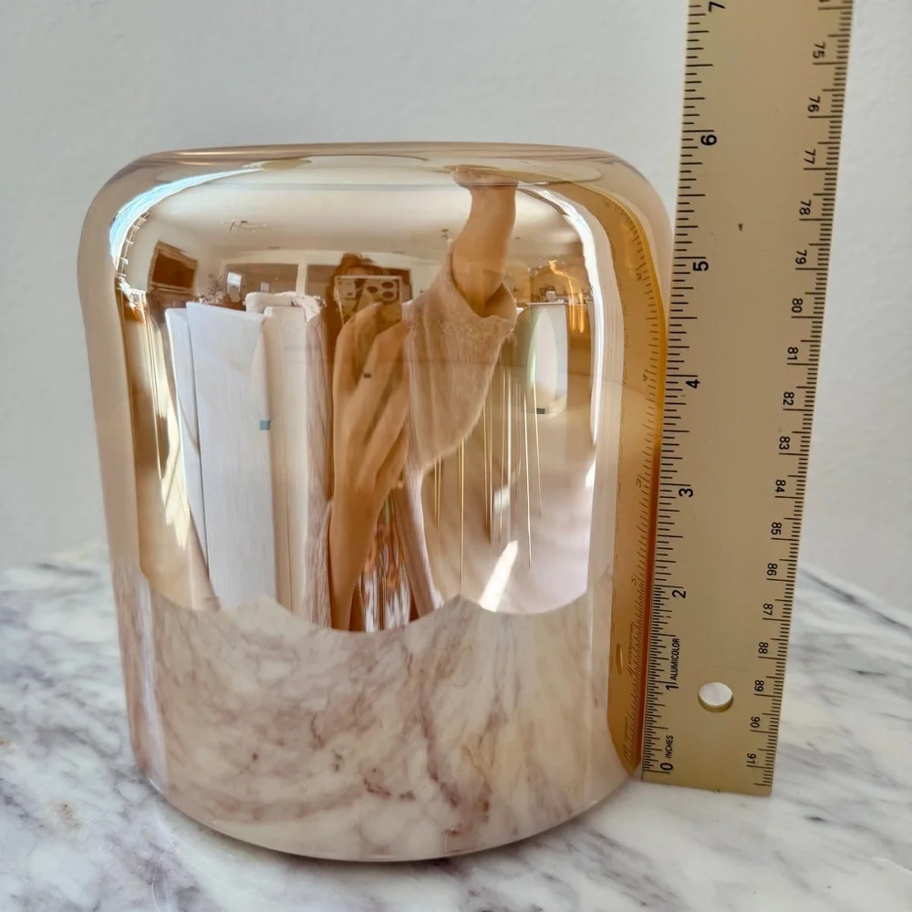🕯️ Mirrored Amber 3-Wick Flameless Wax Candle in Glass Jar w/ Remote & Timer